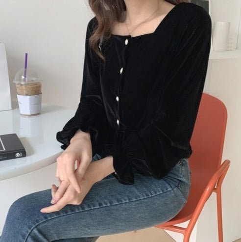 ベロアフリルカーディガン