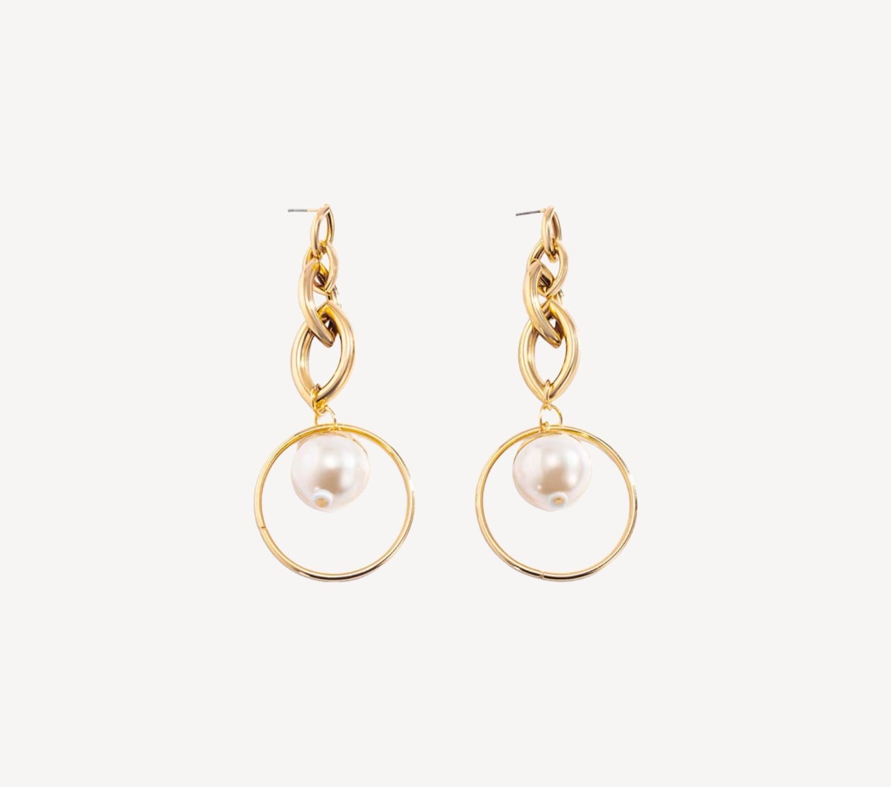 チェーンオーバルパールピアス