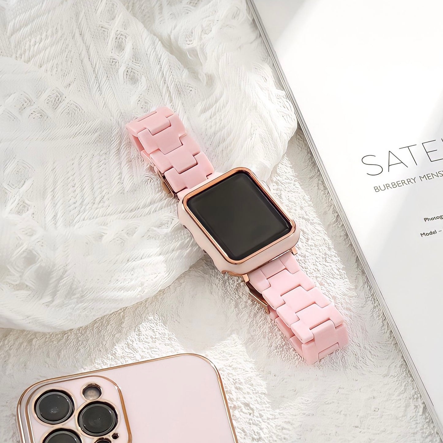 AppleWatch天然樹脂バンド+保護ケース