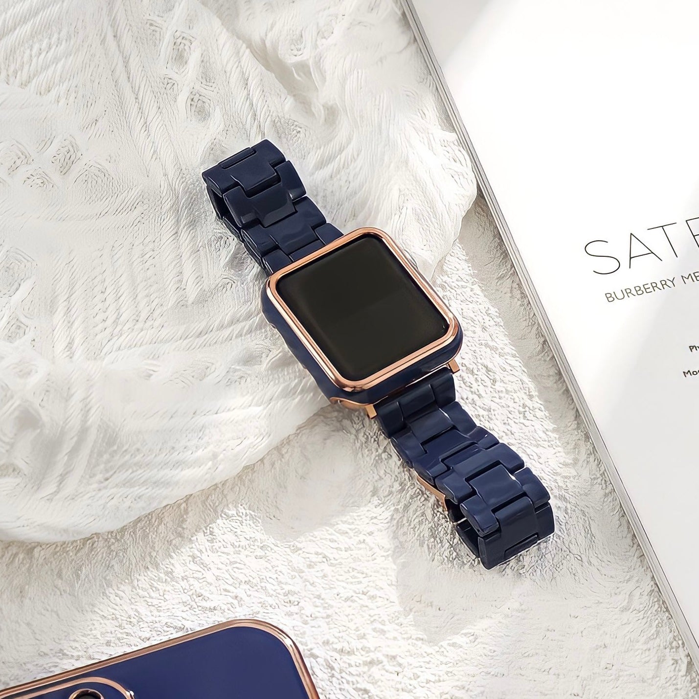AppleWatch天然樹脂バンド+保護ケース