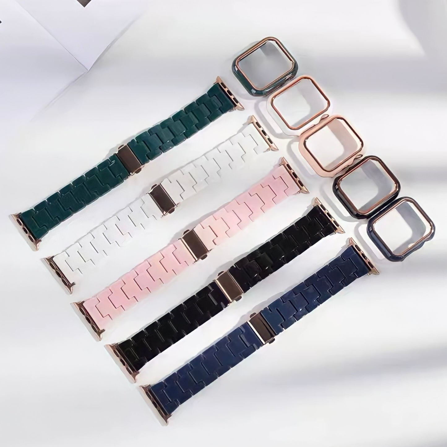 AppleWatch天然樹脂バンド+保護ケース