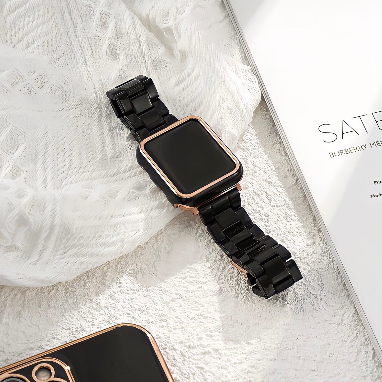 AppleWatch天然樹脂バンド+保護ケース